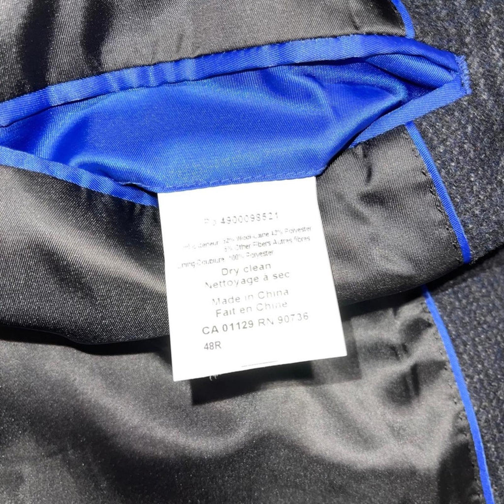 Calvin Klein Men’s Malibu Slim-Fit Charcoal Plaid Overcoat, Size 48 R NWT $495