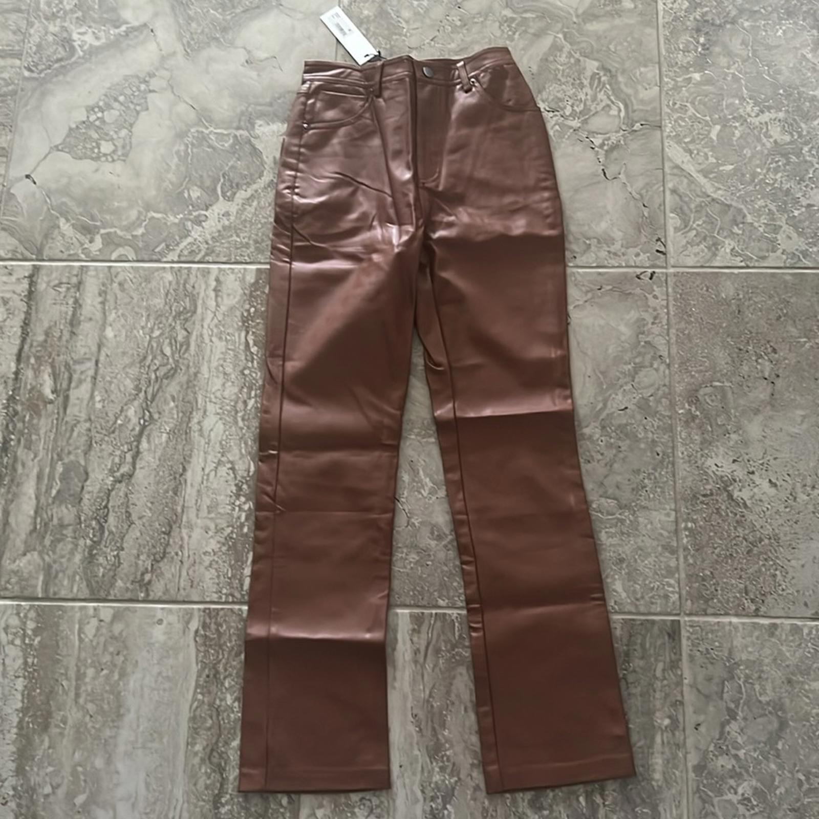 Steve Madden Josie Faux Leather Pants in Cognac/Brown, Size 25 New w/Tag
