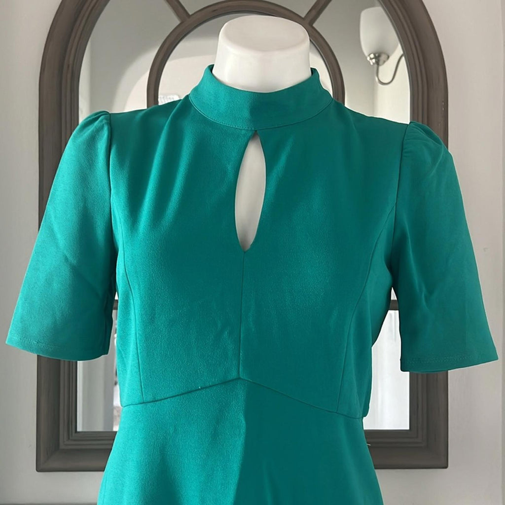 NEW London Times Keyhole Short Sleeve Fit & Flare Crepe Dress Size 8 Retail $118