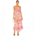 Rococo Sand x Revolve Leona Floral Low Back Maxi Dress in Peach/Pink Size M NWT