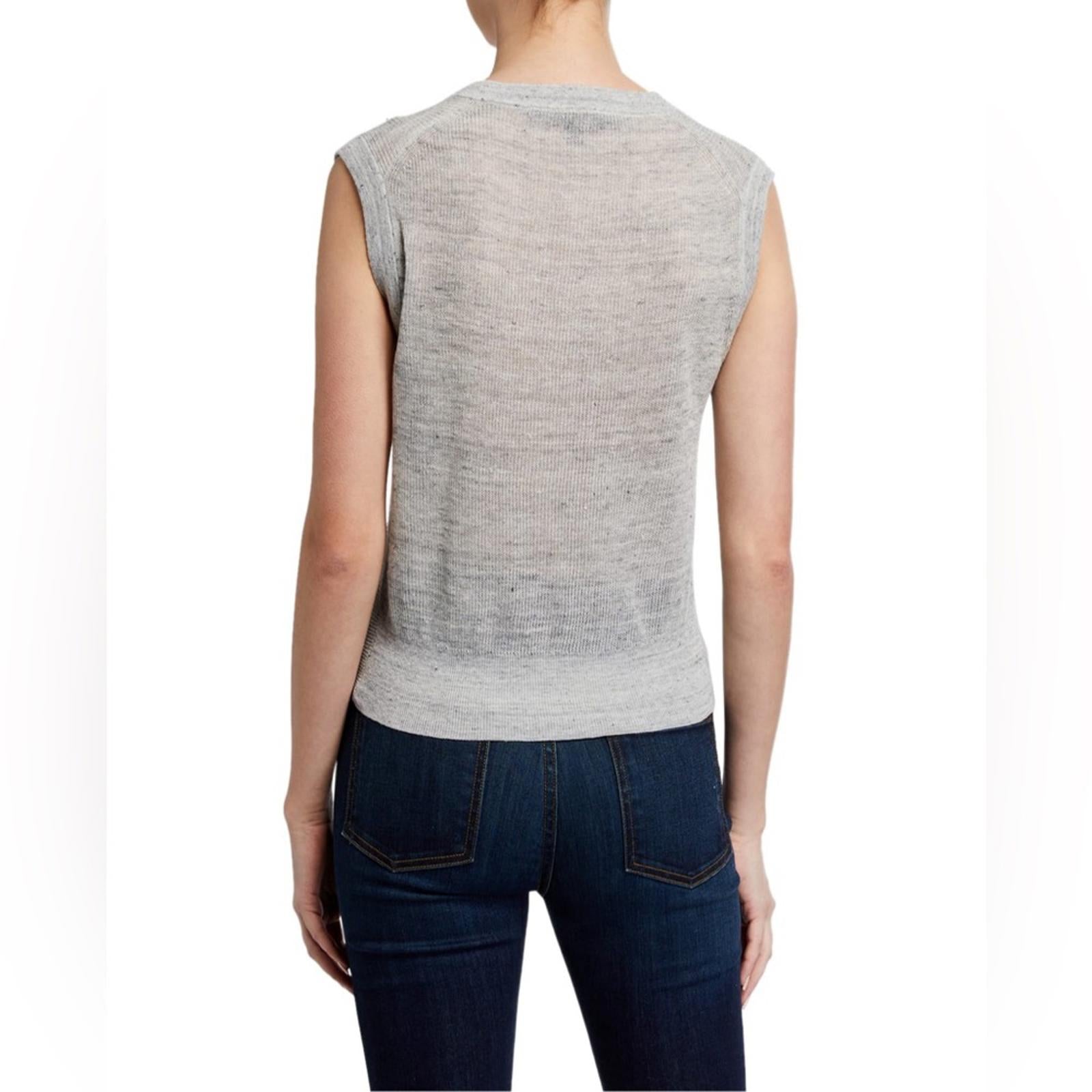 Veronica Beard Kellen Crewneck Cap-Sleeve Knit Twist Front Sweater, Size L $250