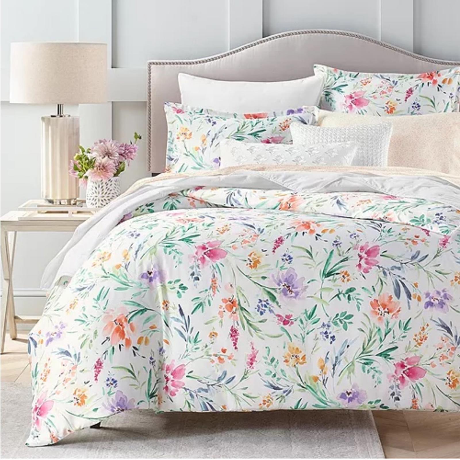 Sky Pastel Perennials Duvet Cover Set, Twin New in Box Retail $230