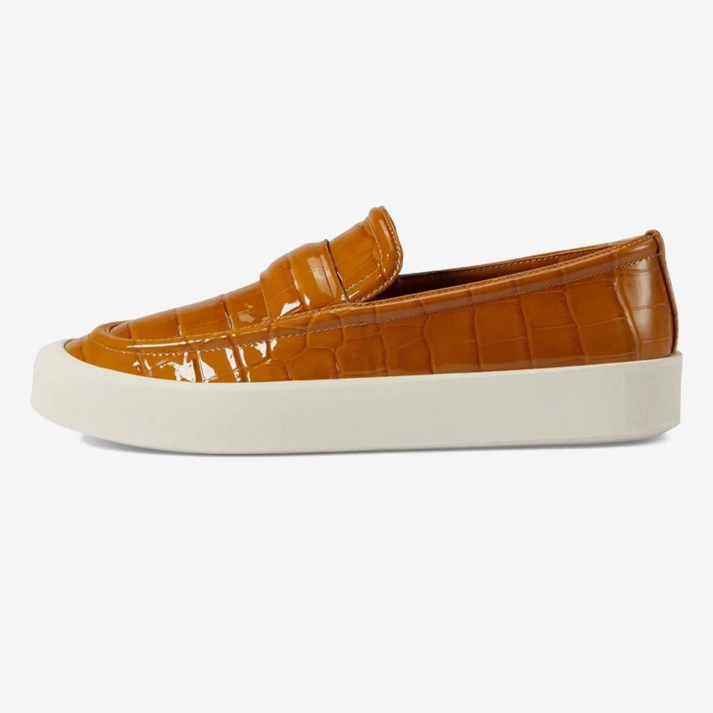 VINCE Ghita Loafer Croc Embossed Sneakers, Dark Gold Size US 7M in Box $250