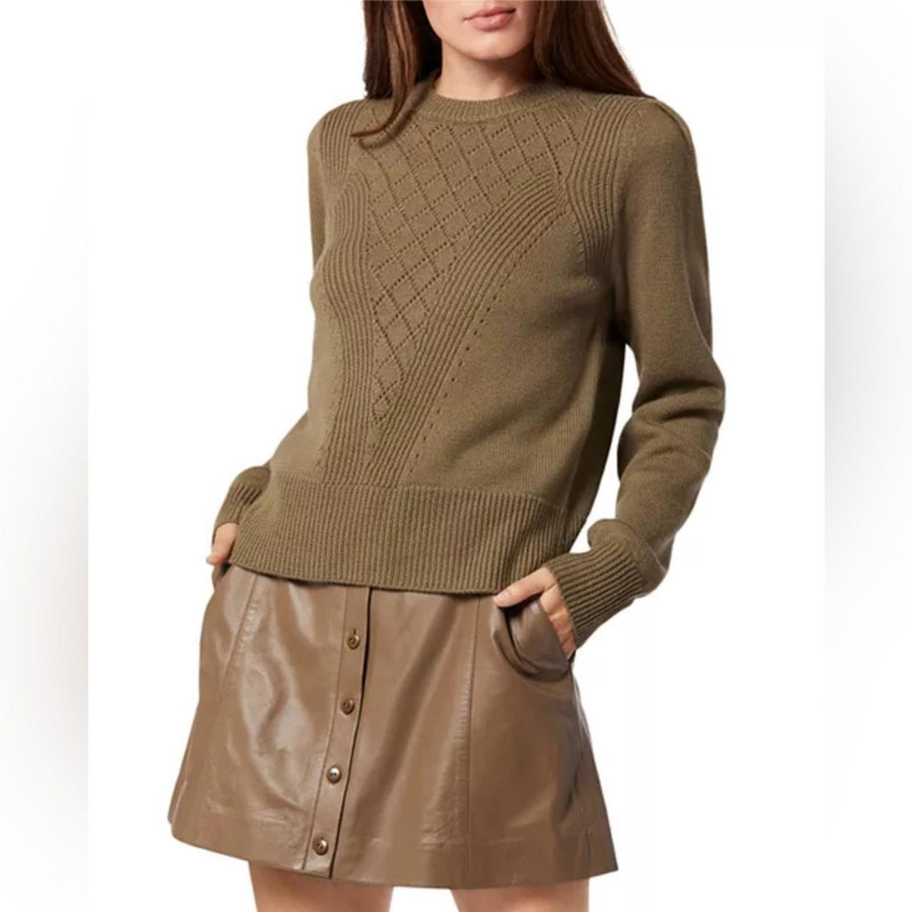 Joie Iena Pointelle Knit Sweater in Stone Grey Size XS New w/Tag $328