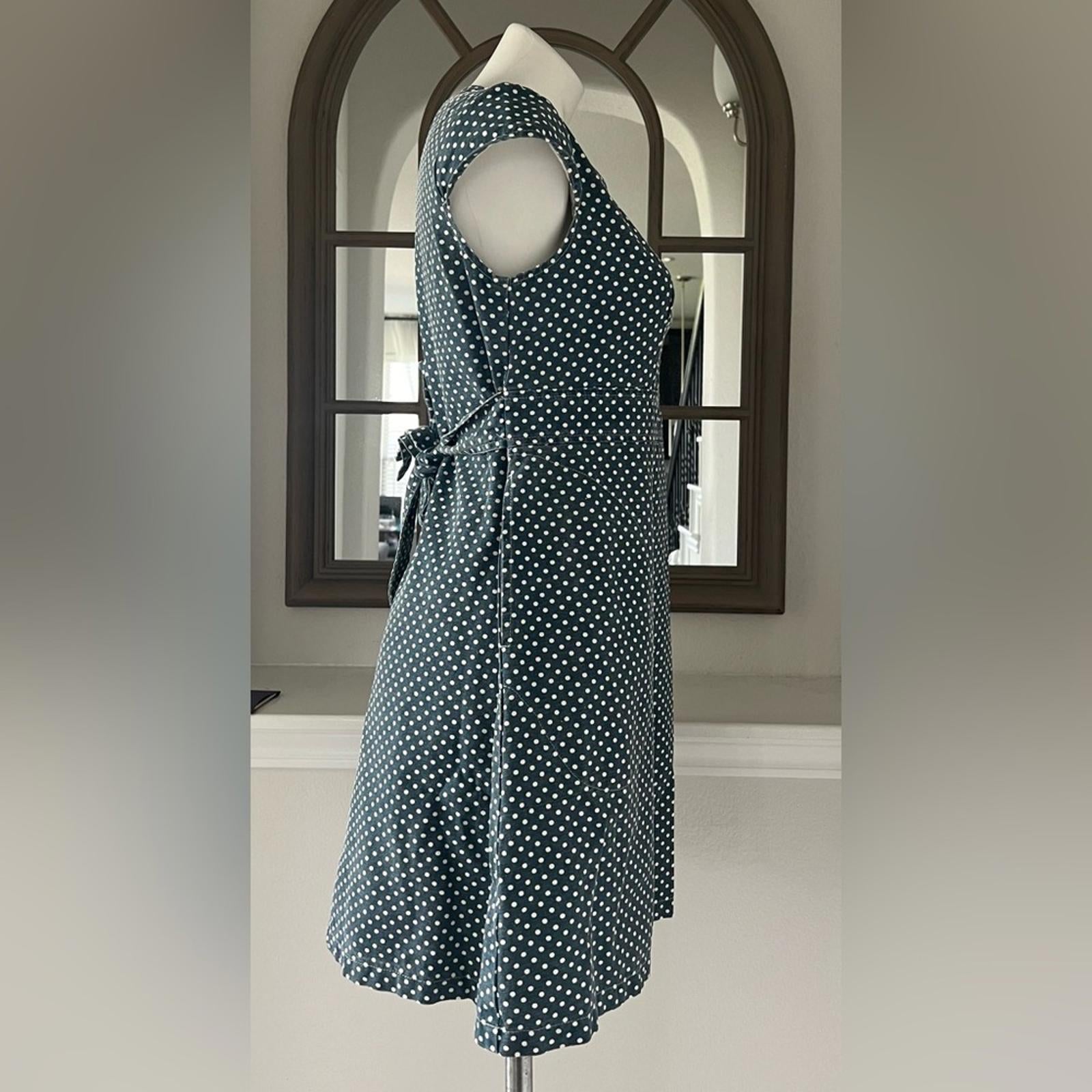UTILITY Canvas Twill Belted Dress, Denim Blue White Polka Dot Size XS EXCELLENT!