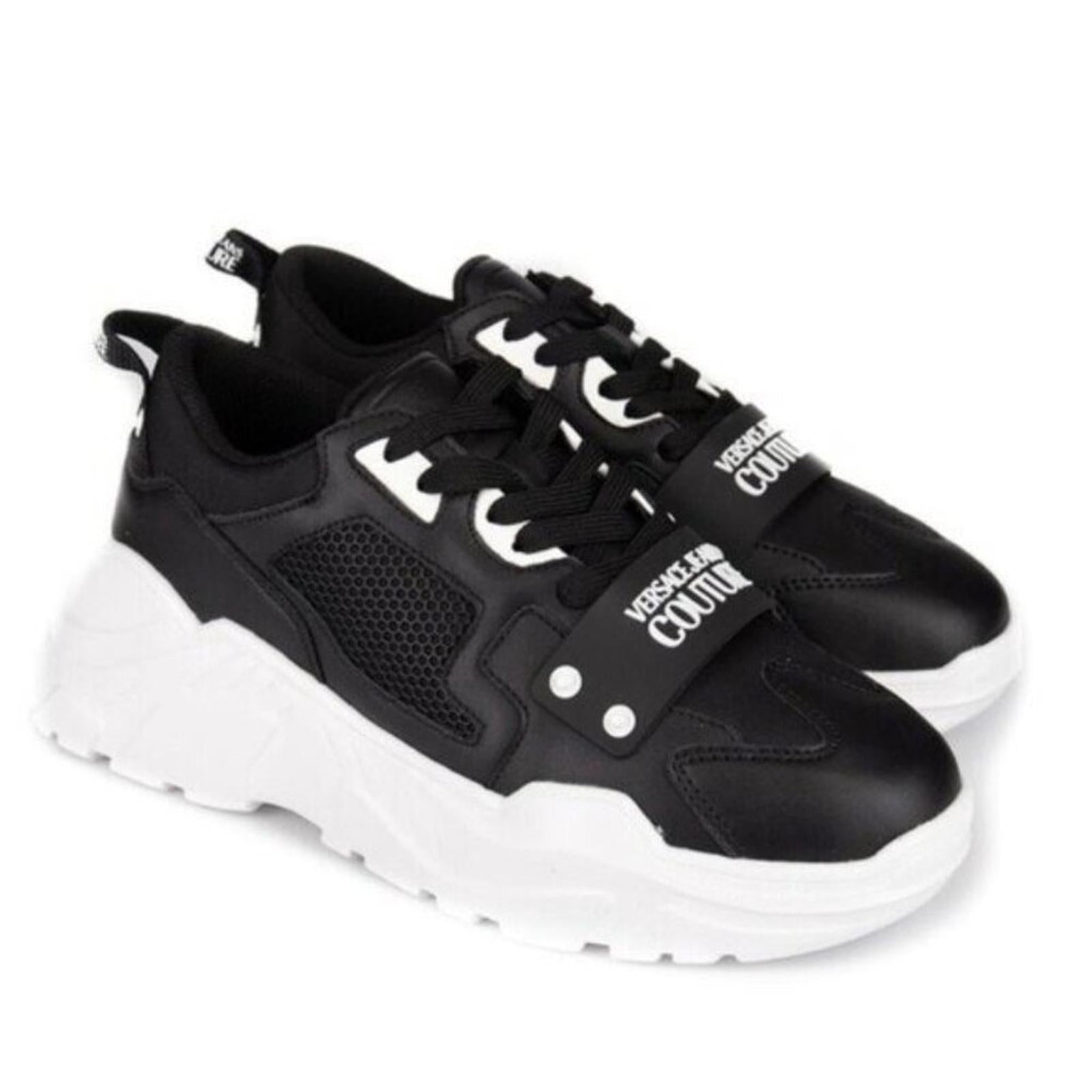 Versace Low-Top Chunky Sneakers in Black & White, Size 42, NEW in Box w/Dust Bag