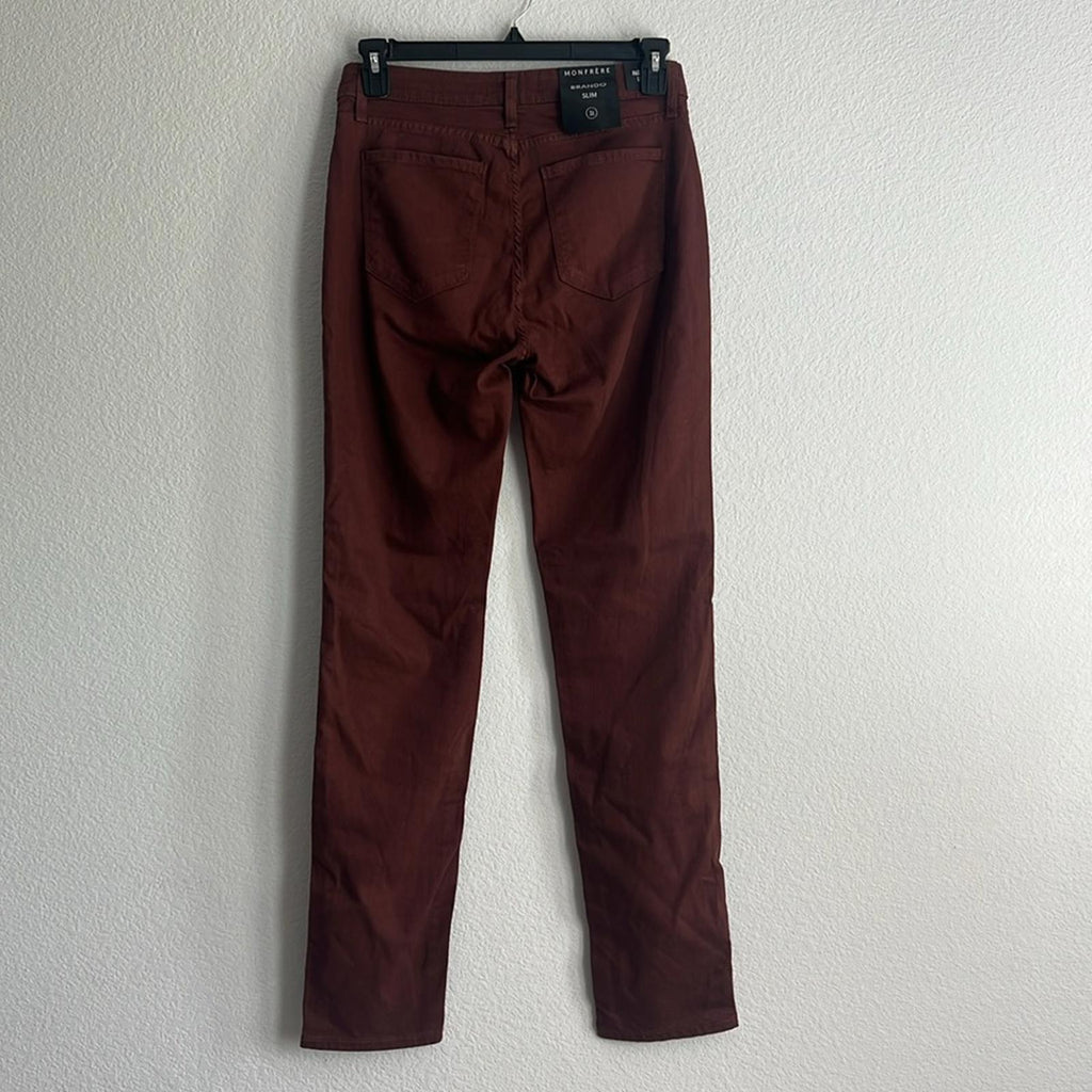 Monfrère Brando High Rise Slim Fit Jeans in Brown, NWT, Size 31