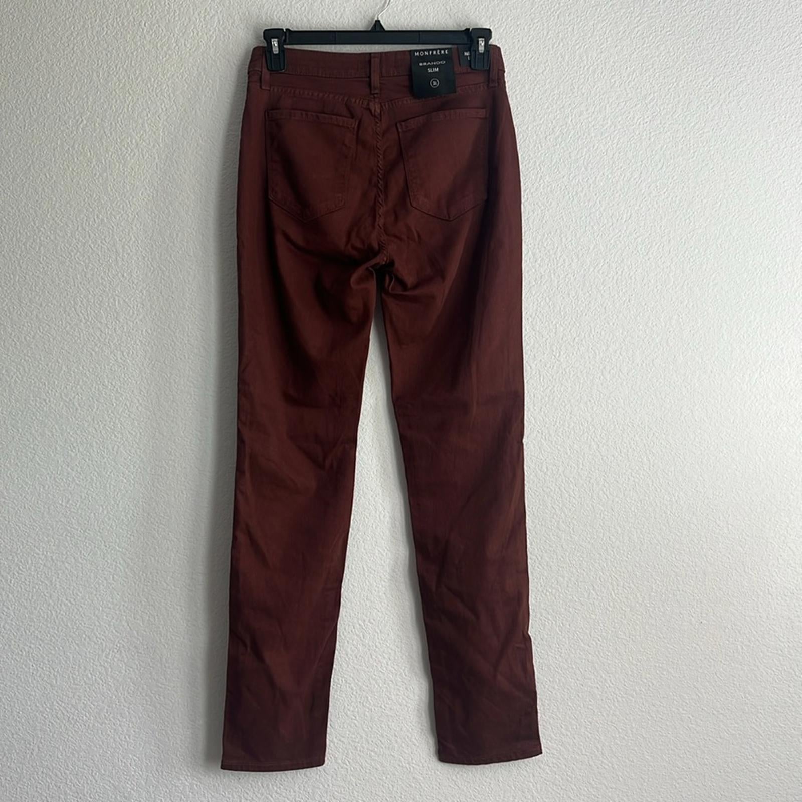 Monfrère Brando High Rise Slim Fit Jeans in Brown, NWT, Size 31
