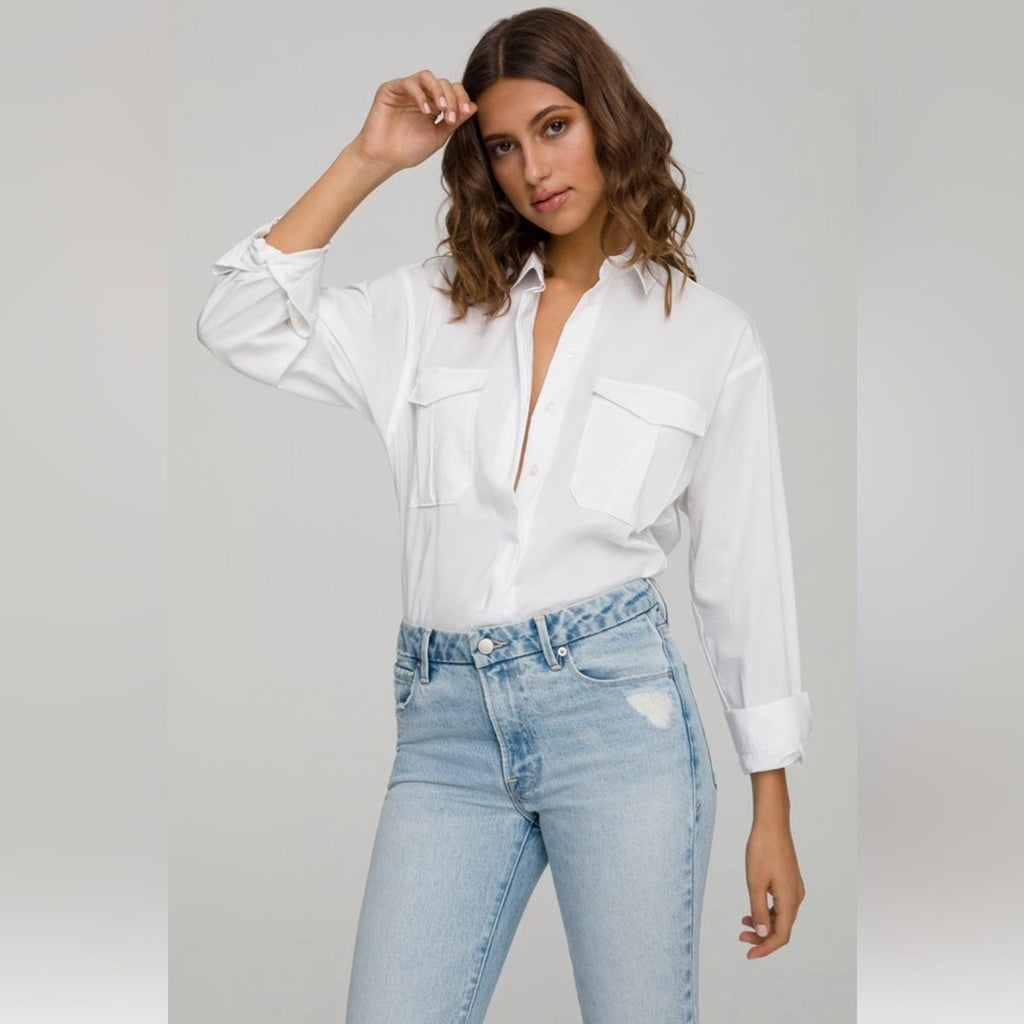 Good American The Good Shirt in White, Size 1 (Small) New w/Tag Retail $129