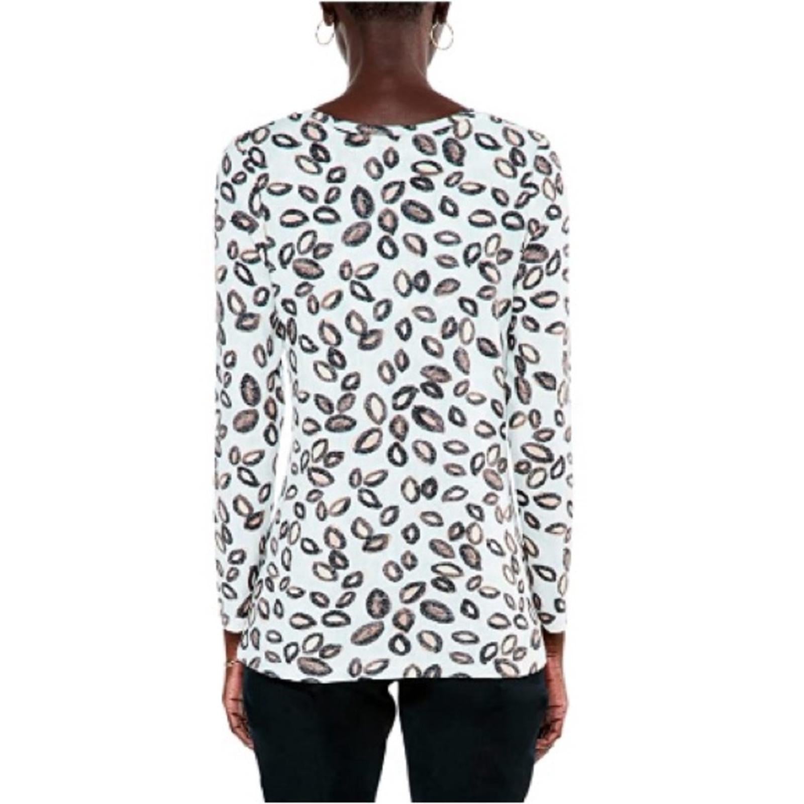 New NIC+ZOE Tossed Neutrals Printed Long Sleeve Tee, Size XL New w/Tag