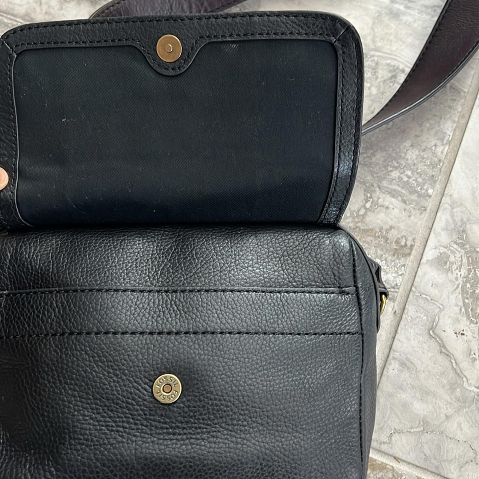 Fossil Aria Cow Hide Leather Shoulder Bag, Patchwork Black & Brown, Retail $178
