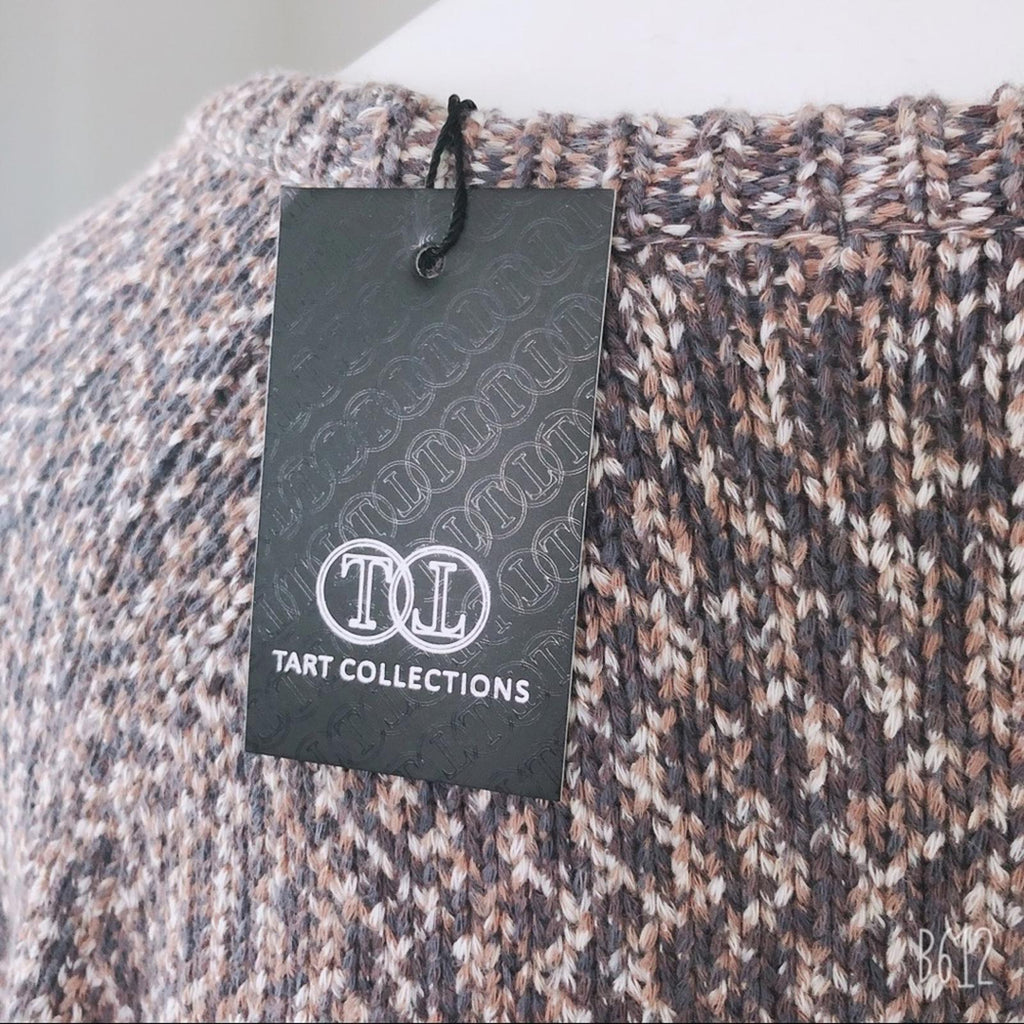 Tart Eyelet Hem Crewneck Sweater in Tan Grey, Size L New w/Tag