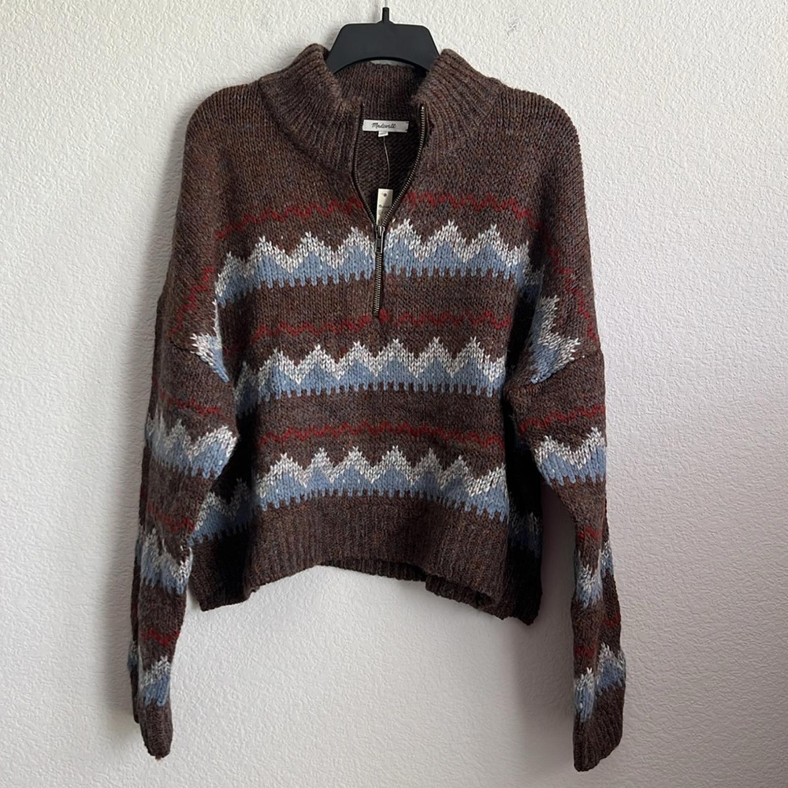 Madewell Stowe Fair Isle Half-Zip Sweater, Size XL New w/Tag