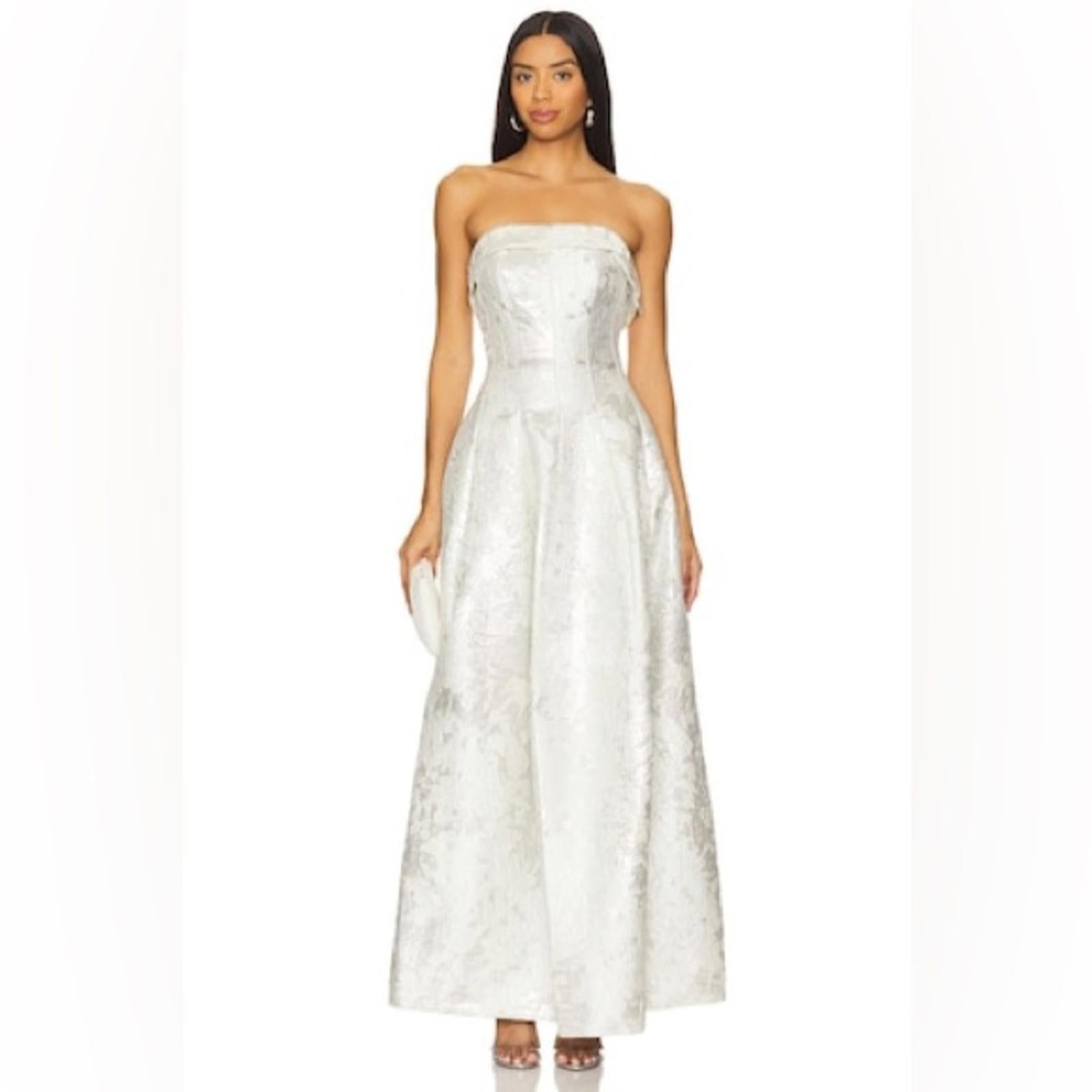 Simkhai Octavia Strapless Metallic Brocade Gown, NWT, Size 0 (Fits Size 2)
