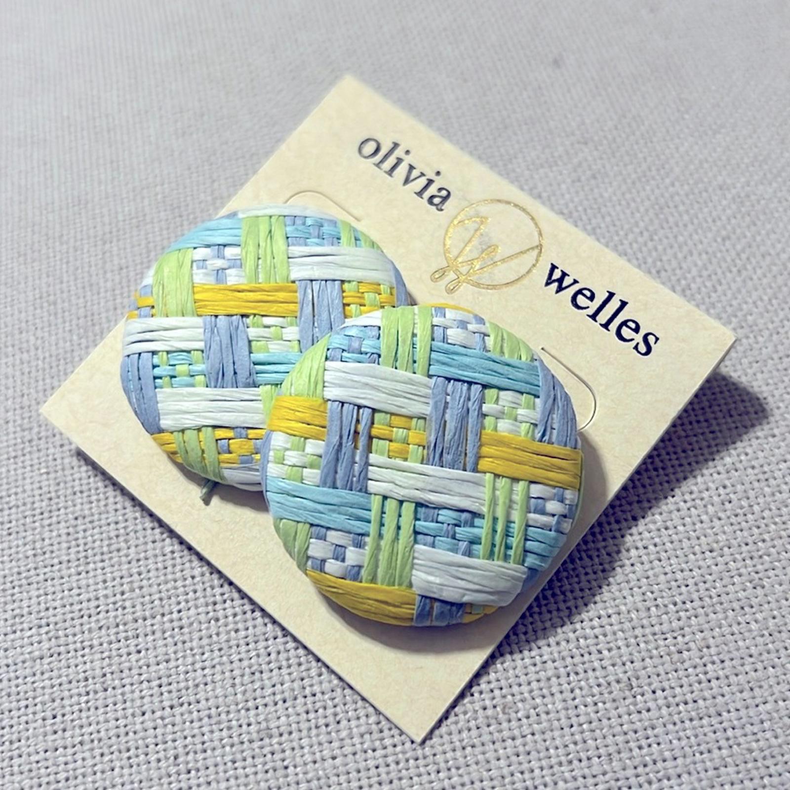 Olivia Welles Woven Round Button Stud Earrings, New with Tag