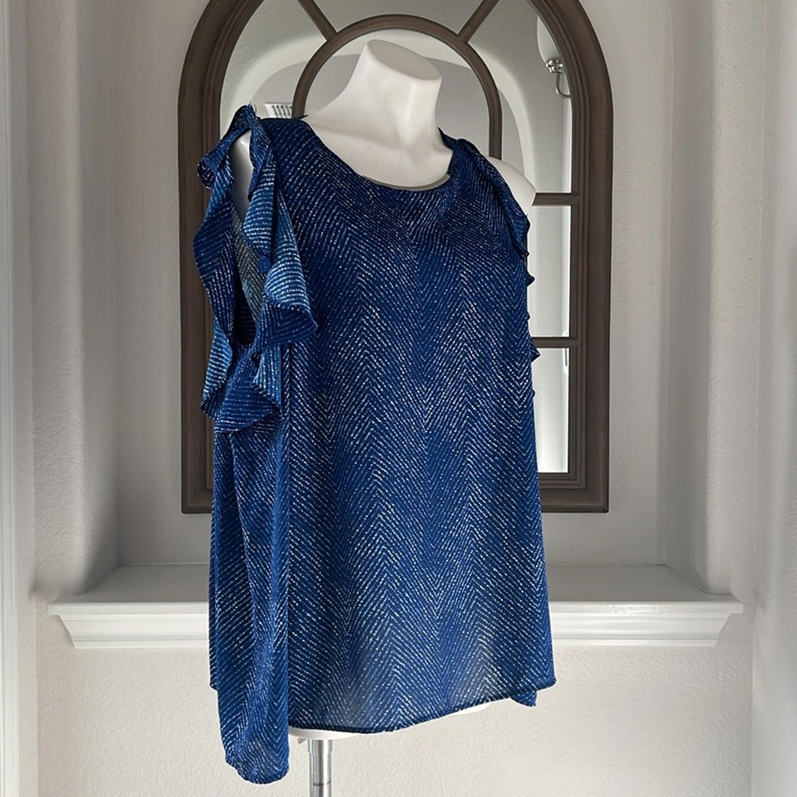 Michael Kors Cold Shoulder Ruffle Long Sleeve Blouse, Size XL $110 EXCELLENT