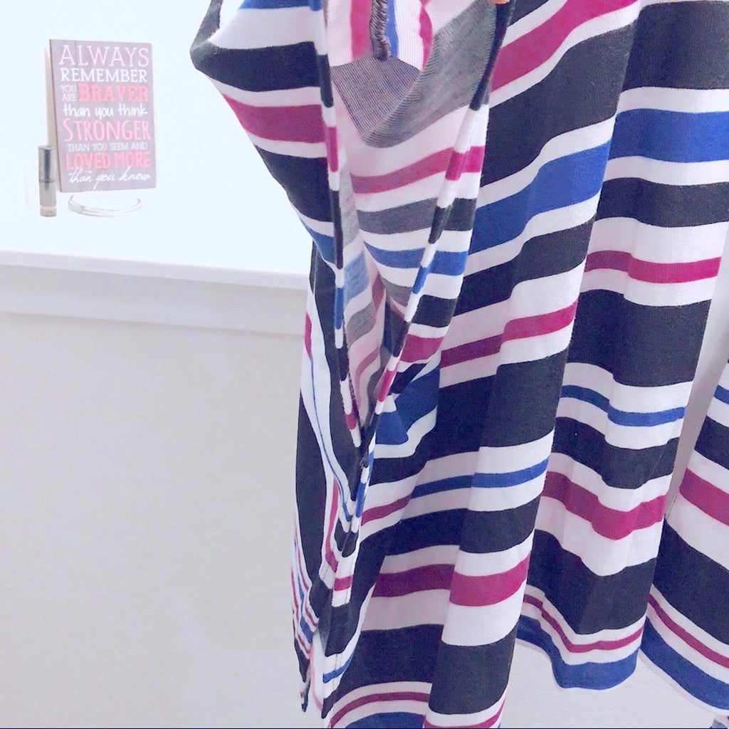 Travel Elements Striped Cardigan, Poncho Knit Sweater Size L New w/Tag