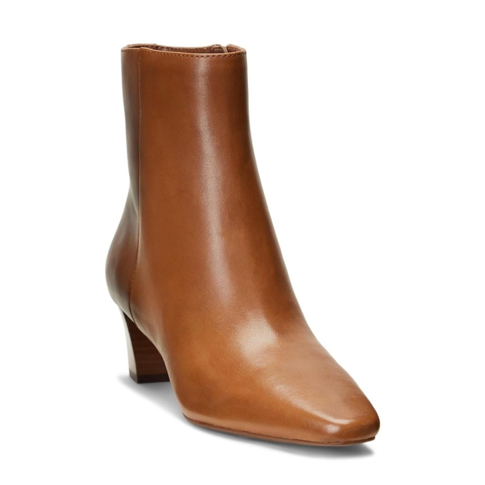 Lauren Ralph Lauren Willa Bootie Fashion Ankle Boots Deep Saddle Tan, Size 6 NEW