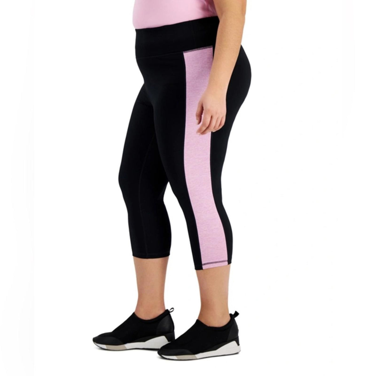 ID Ideology Colorblocked Cropped Leggings in Noir Purple, Plus Size 3X New w/Tag