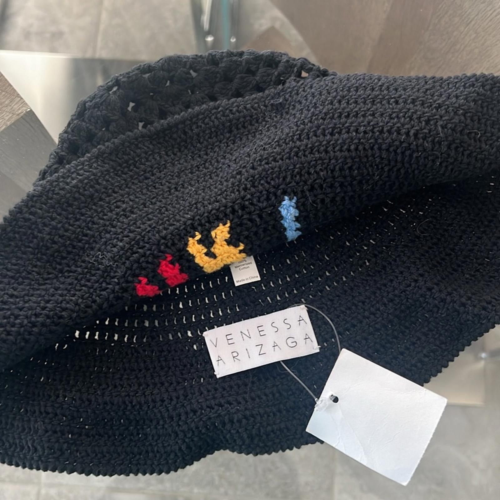 Vanessa Arizaga Art Crochet Bucket Hat, Black New w/Tag SOLD OUT Retail $150