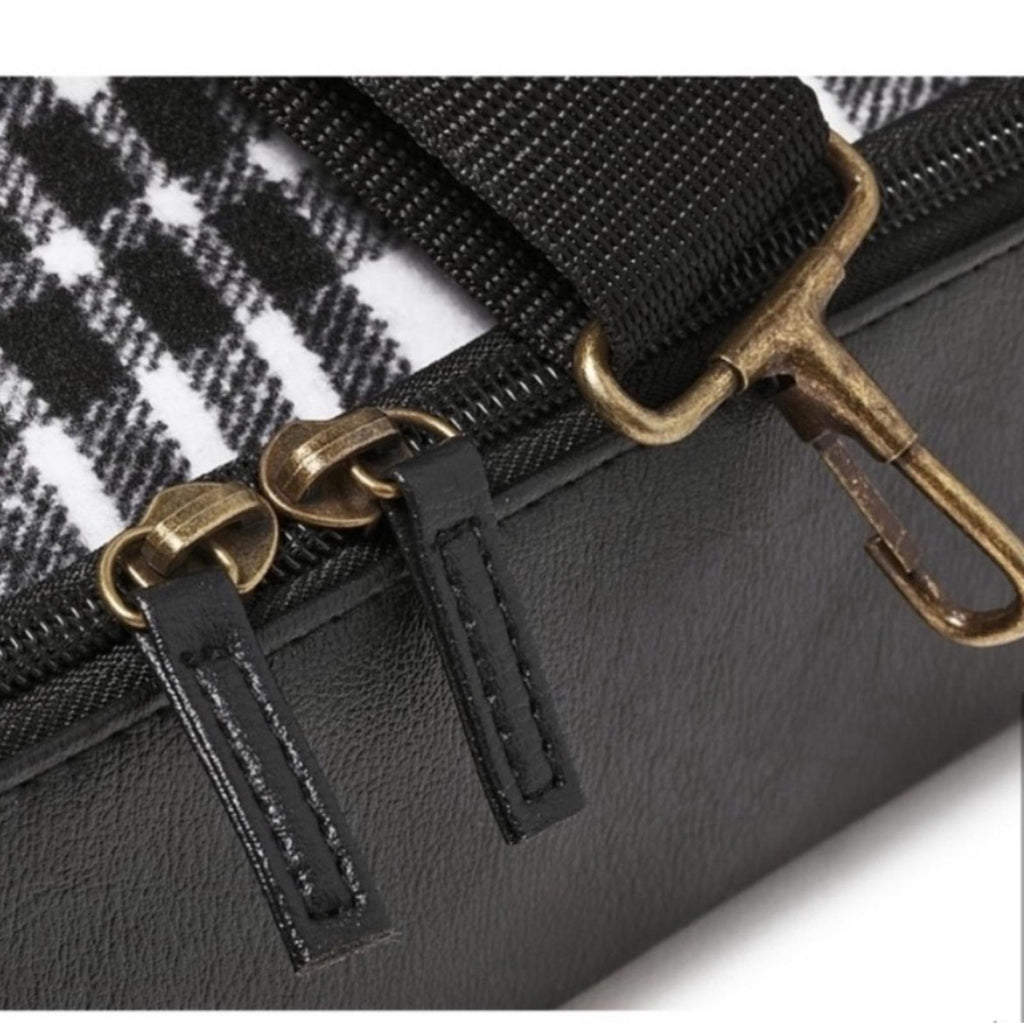 NEW Plaid Weekender Bag with Bottom Compartment in Black & White New w/Tag