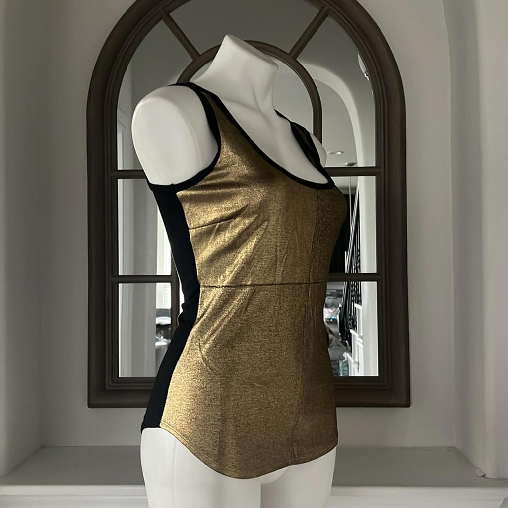 NEW Karen Kane Women’s Shell Metallic Front Tank Top, Size S Gold Copper Size S