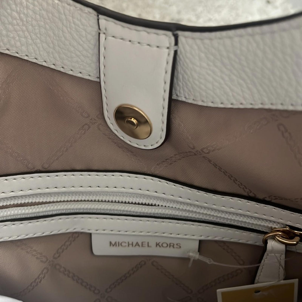 Michael Kors Rosemary WHITE Leather Shoulder Tote Shoulder Bag, New w/Tag $358