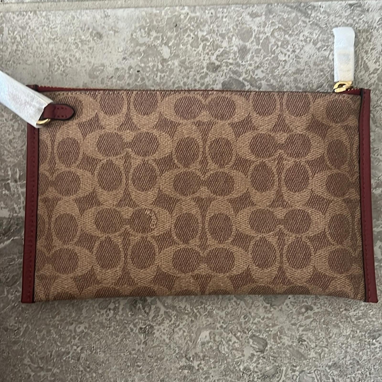 COACH Polished Pebble Leather Restored Day Tote in Brass/Brick Red, New +DustBag