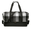 NEW Plaid Weekender Bag with Bottom Compartment in Black & White, New w/Tag