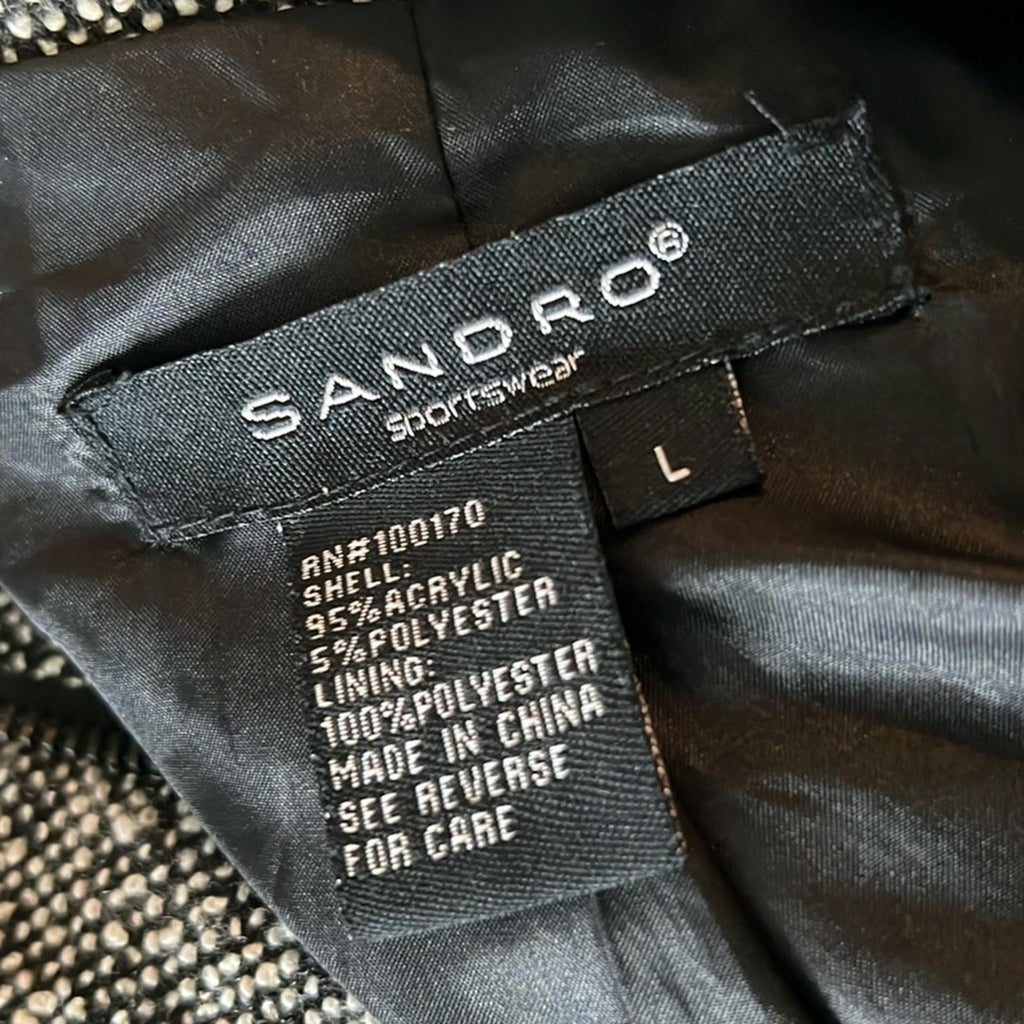 SANDRO Sportswear Tweed Jacket, Black/White Size L EXCELLENT!