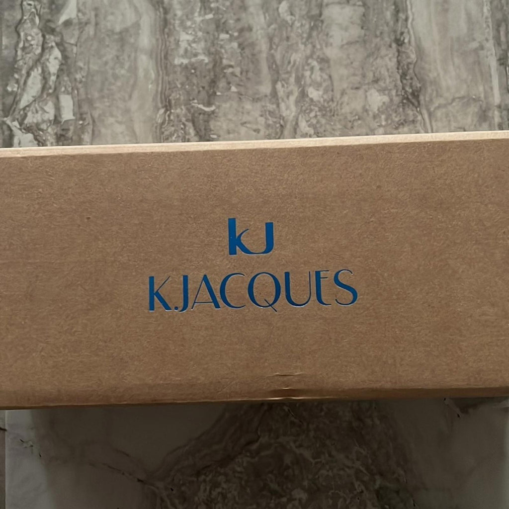 K.Jacques Lemovis Woven Strap Thong Sandals, Champagne Size 36 New + DustBag
