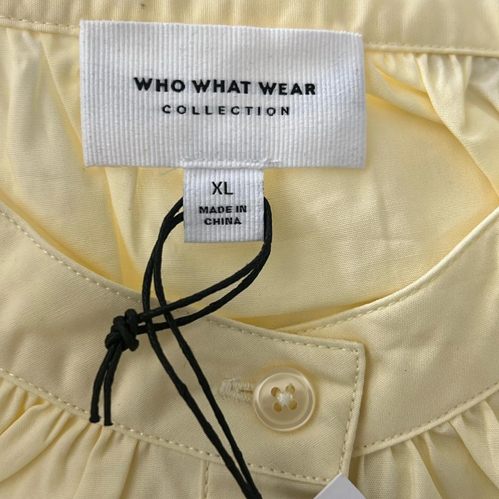 WhoWhatWear HARPER Smocked-Waist Top in Lemon New w/Tag Retail $115
