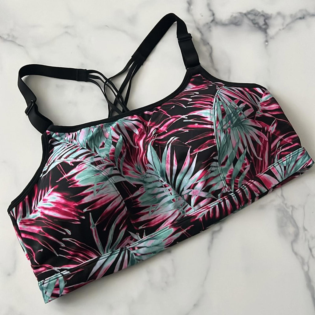 NEW Livi Active Palm Print Underwire Cross-Back Sports Bra, Size 18