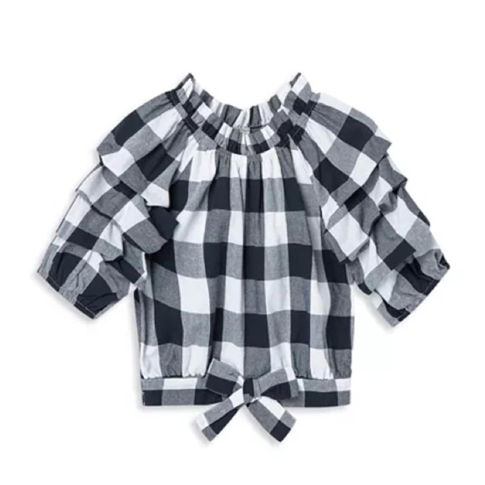 Habitual Kids Girls' Puff Sleeve Gingham Crop Top Big Kid Size 16, New w/Tag