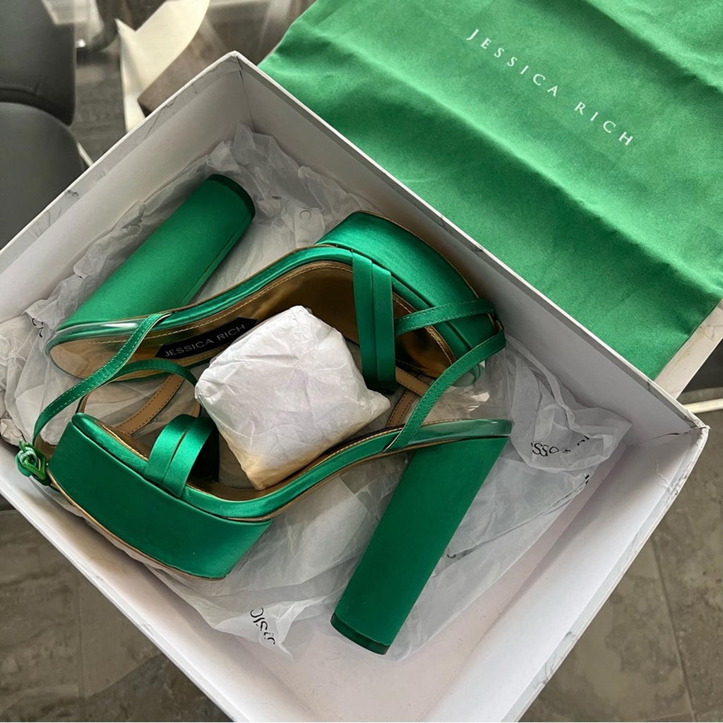 Jessica Rich Green Platform Sandals Size EU 38, New in Box with Dustbag