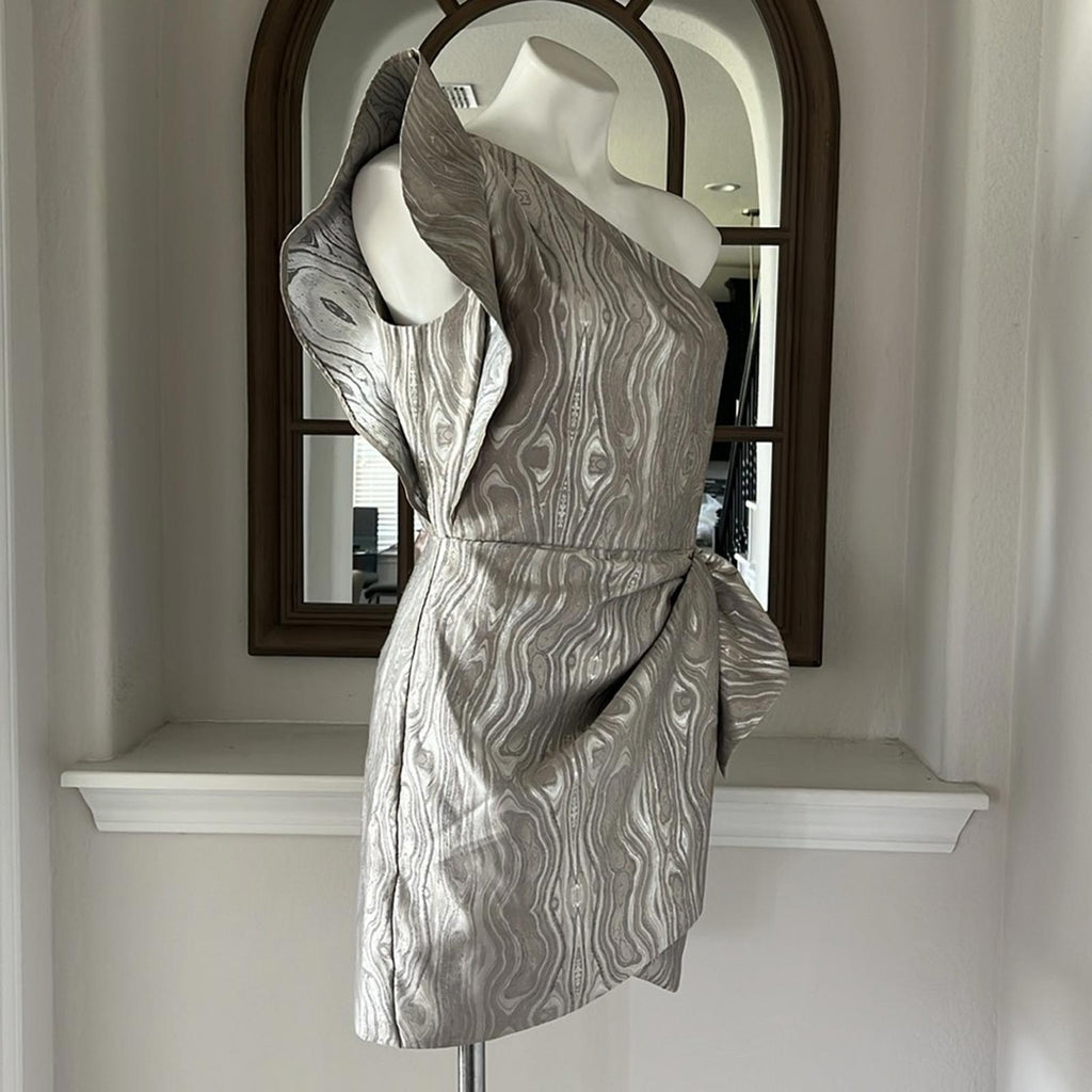SAYLOR Ann Woodgrain Jacquard Mini Dress, Silver Size M EXCELLENT!