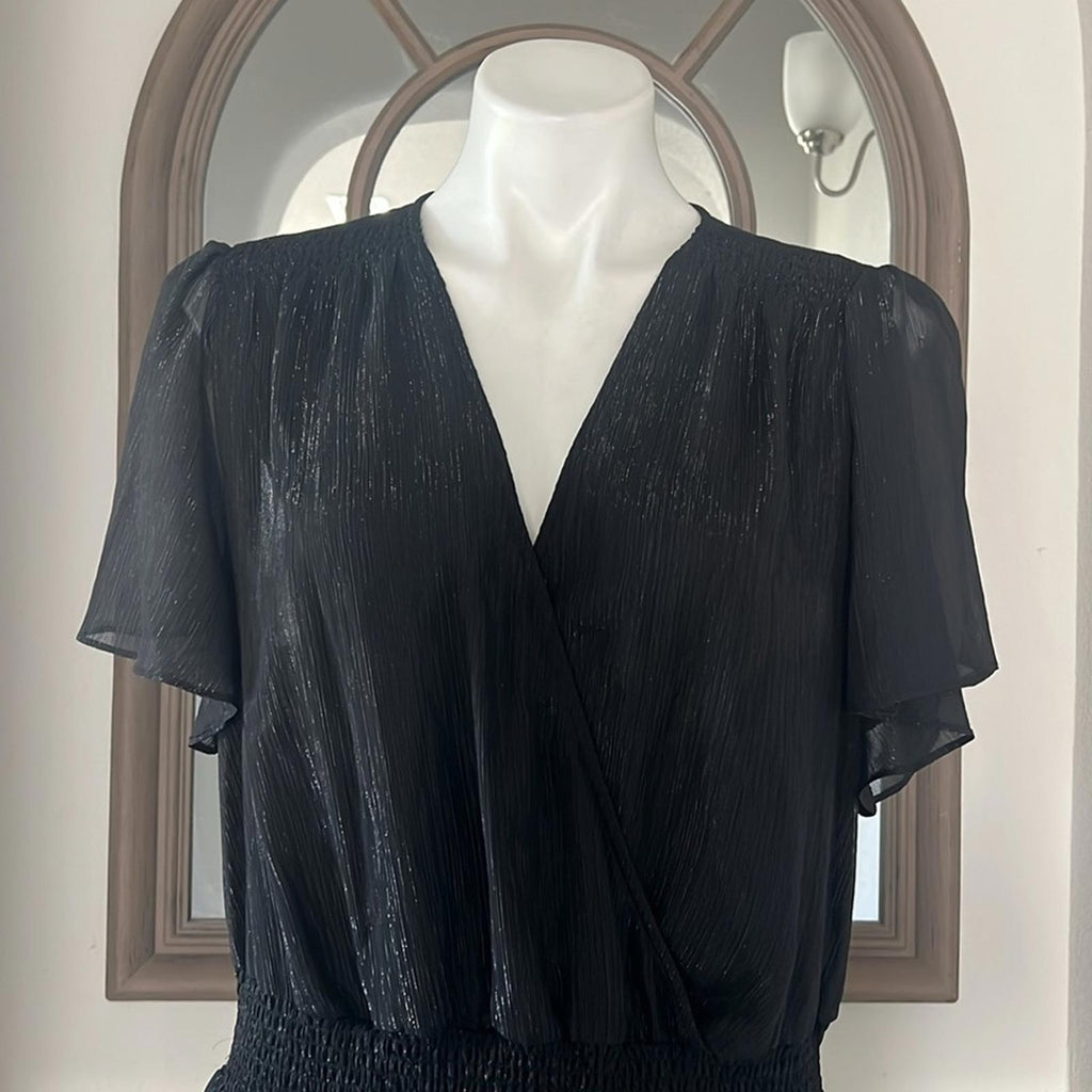 Michael Kors Tiered Smocked Dress w/Flutter Sleeve & Surplice Neckline Sz 1X NWT