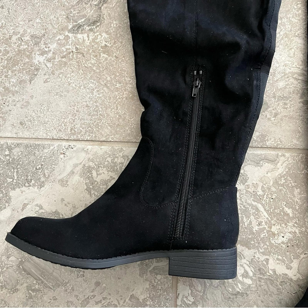 Sun+Stone Allicce Round-Toe Zip Up Dress Boots, Wide Calf, Black Size 8 NEW