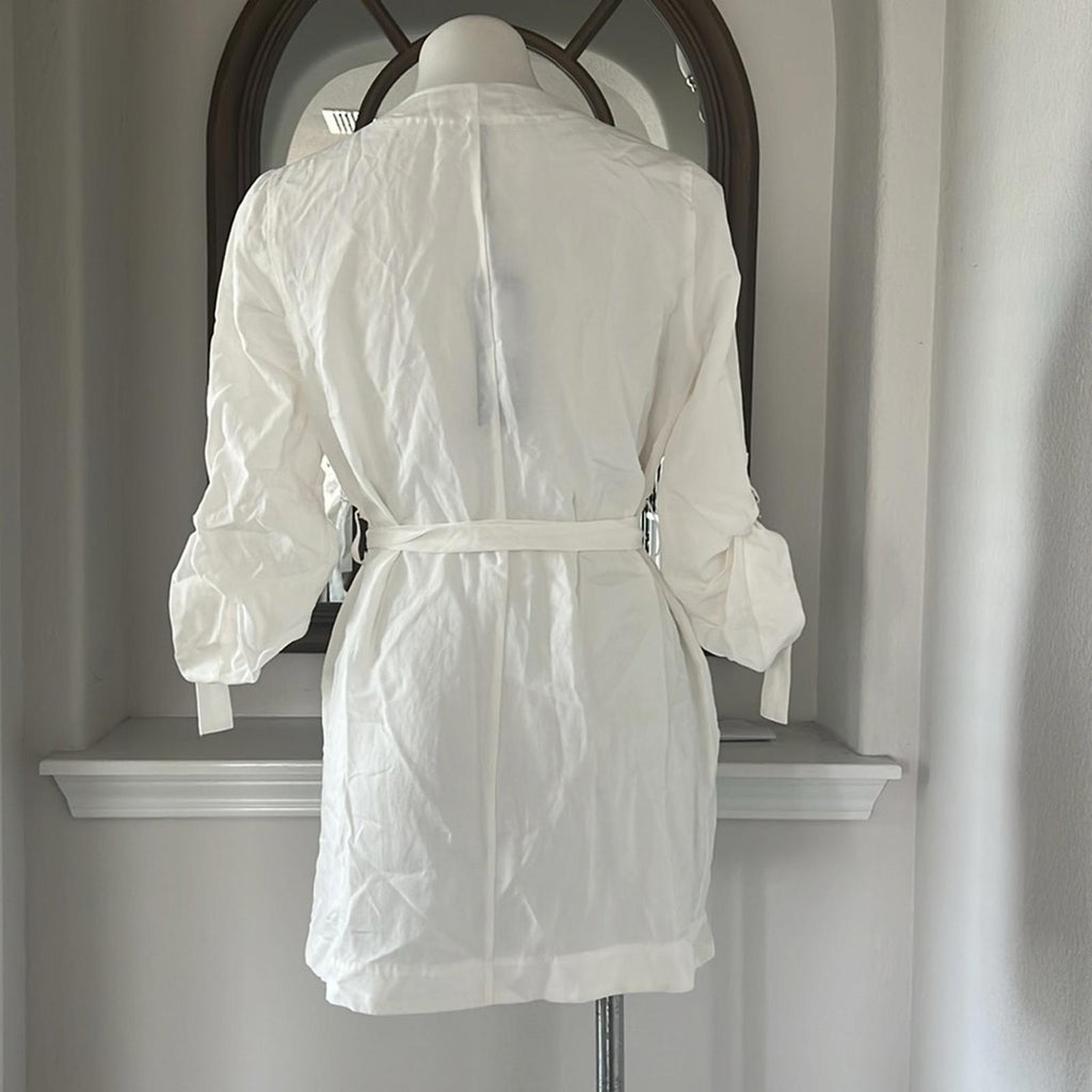 Kobi Halperin Francesca Roll Cuff Belted Jacket in White, Size XS New w/Tag $398