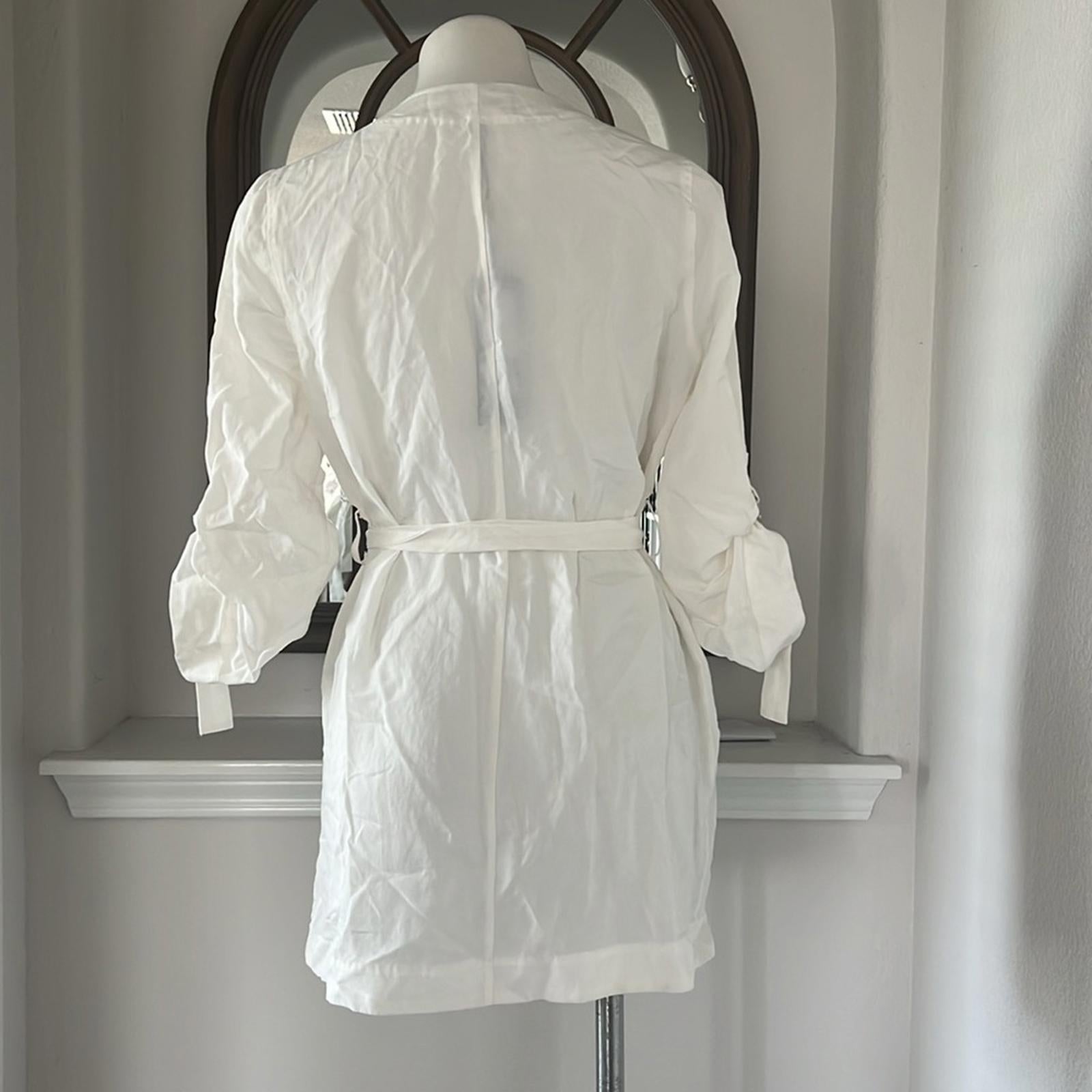 Kobi Halperin Francesca Roll Cuff Belted Jacket in White, Size XS New w/Tag $398