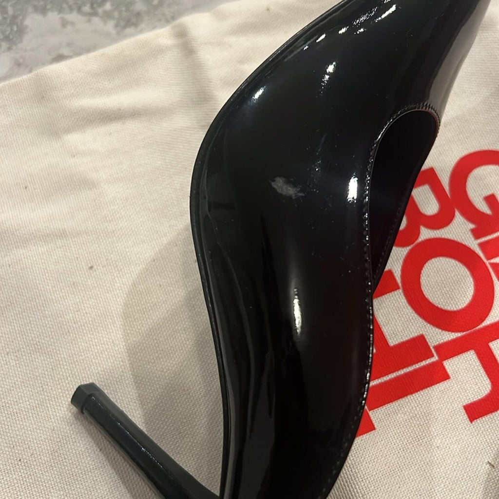 Gia Borghini Abella Patent Pointed Toe High Heel Mules Black Size 37 New+DustBag