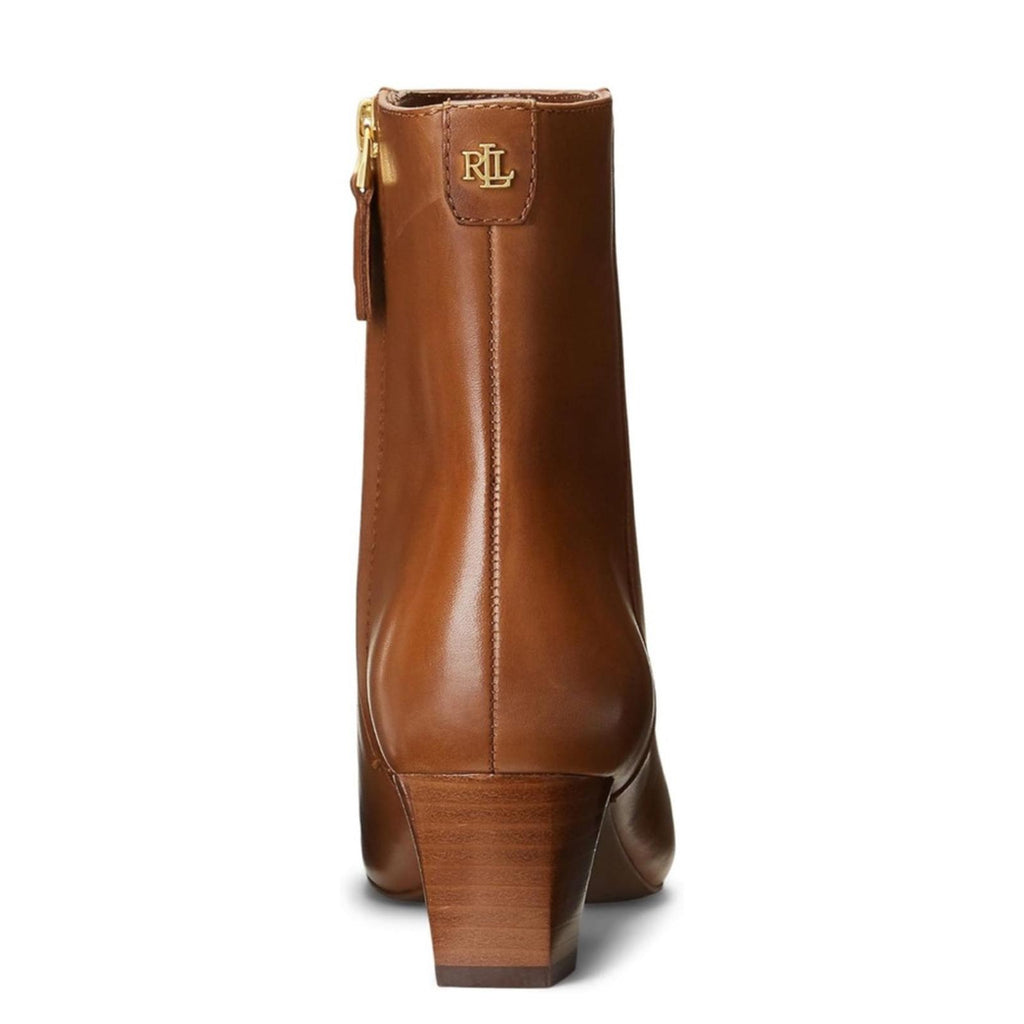 Lauren Ralph Lauren Willa Bootie Fashion Ankle Boots Deep Saddle Tan, Size 6 NEW