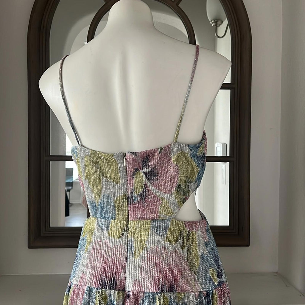 Liv Foster Printed Cutout Pleat Front Dress, Size 10 New w/Tag Retail $295