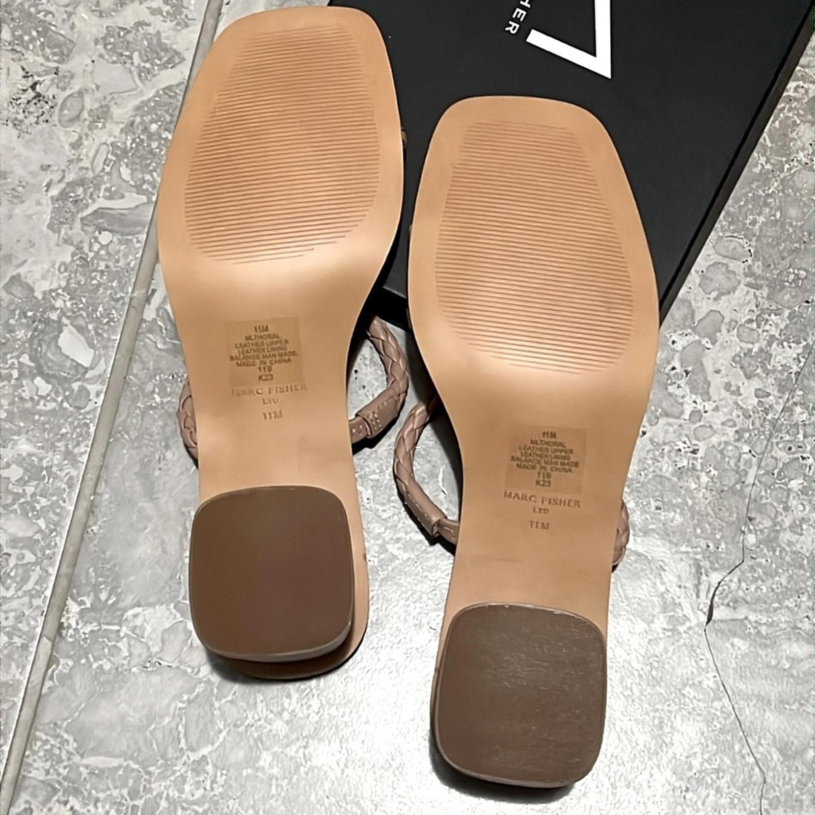 Marc Fisher LTD Thoral Braided Leather Sandals in Light Natural, NWT, Size 11