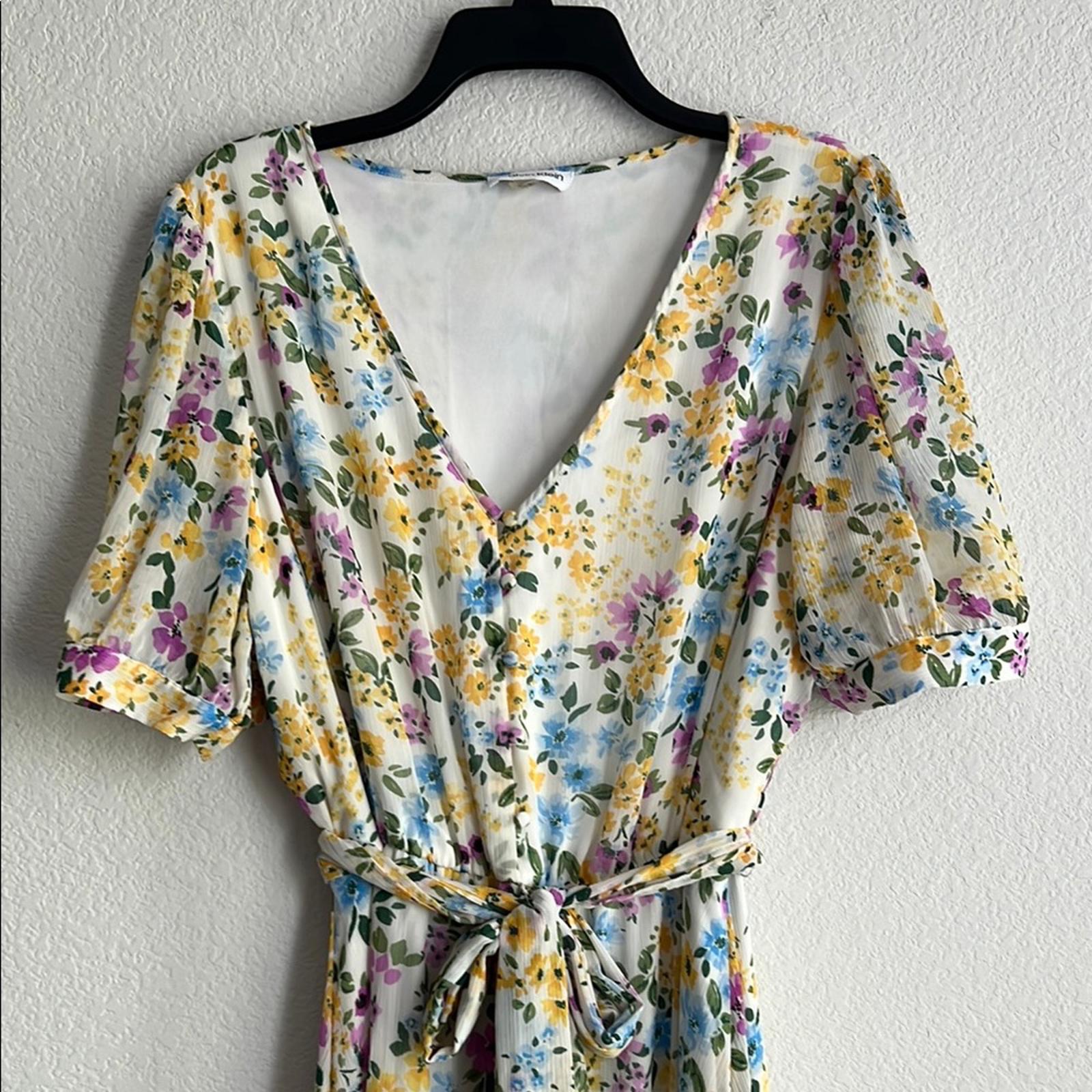 Calvin Klein Floral Chiffon Peasant Maxi Dress, Size 16 EXCELLENT Retail $139