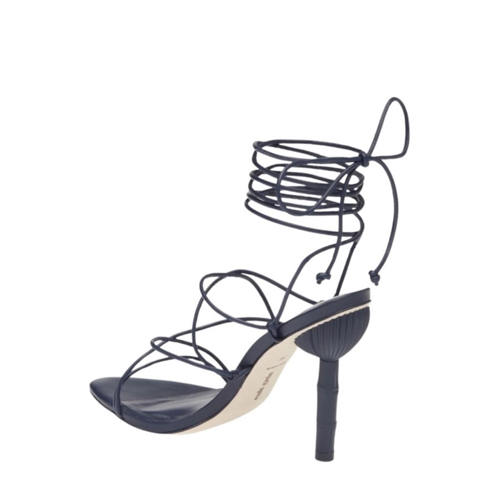 NEW Cult Gaia Soleil Lace Up Strappy Heel Sandals, Navy EU Size 42 Retail $388
