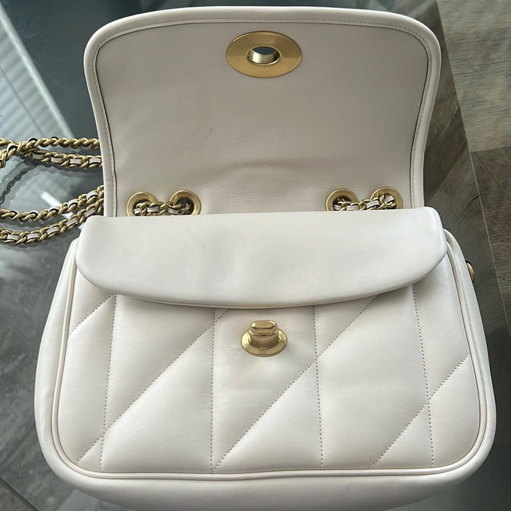 Coach Quilted Pillow Madison Shoulder Bag in Chalk/White