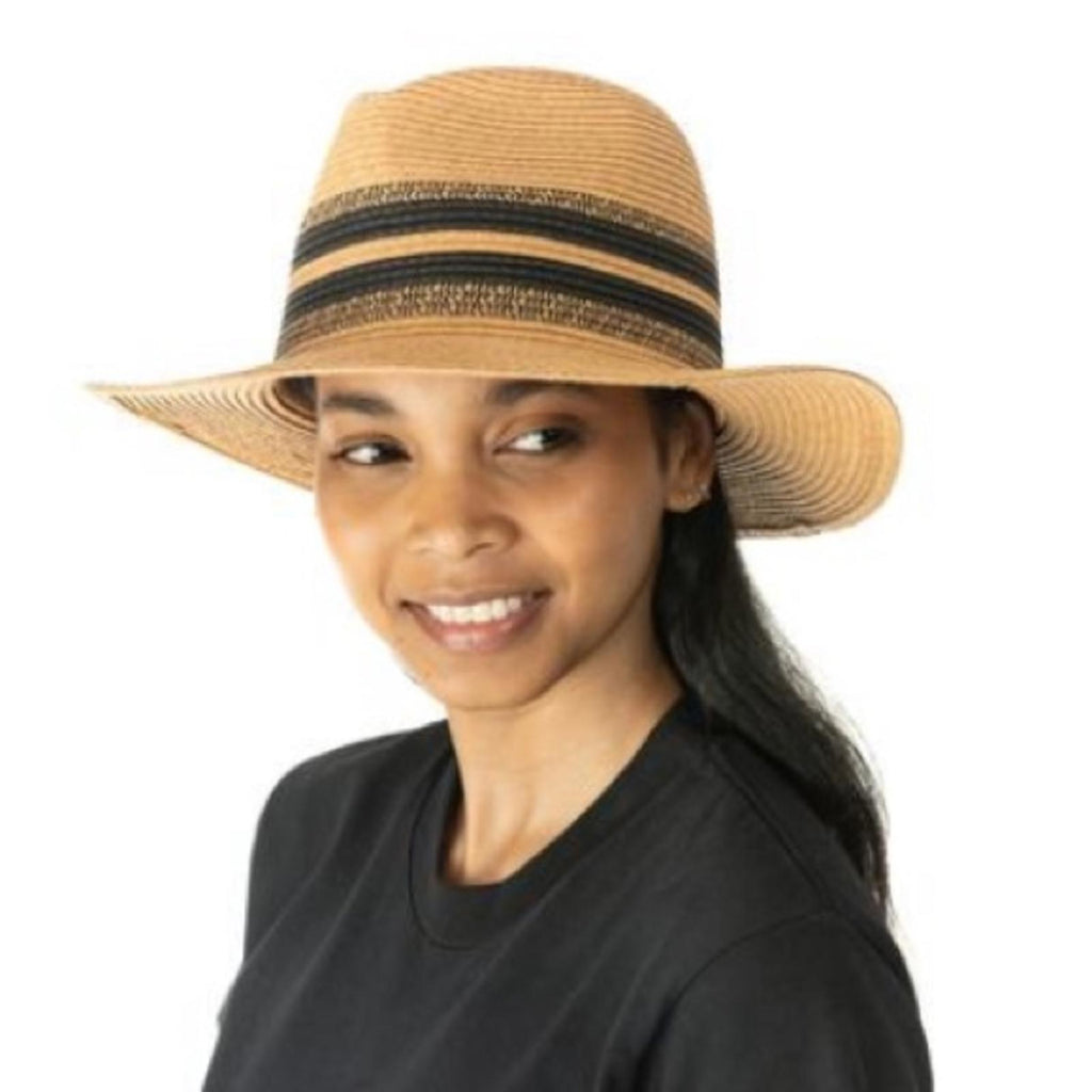 INC Striped Packable Panama Hat, Tan , One Size New w/Tag Retail $44.50