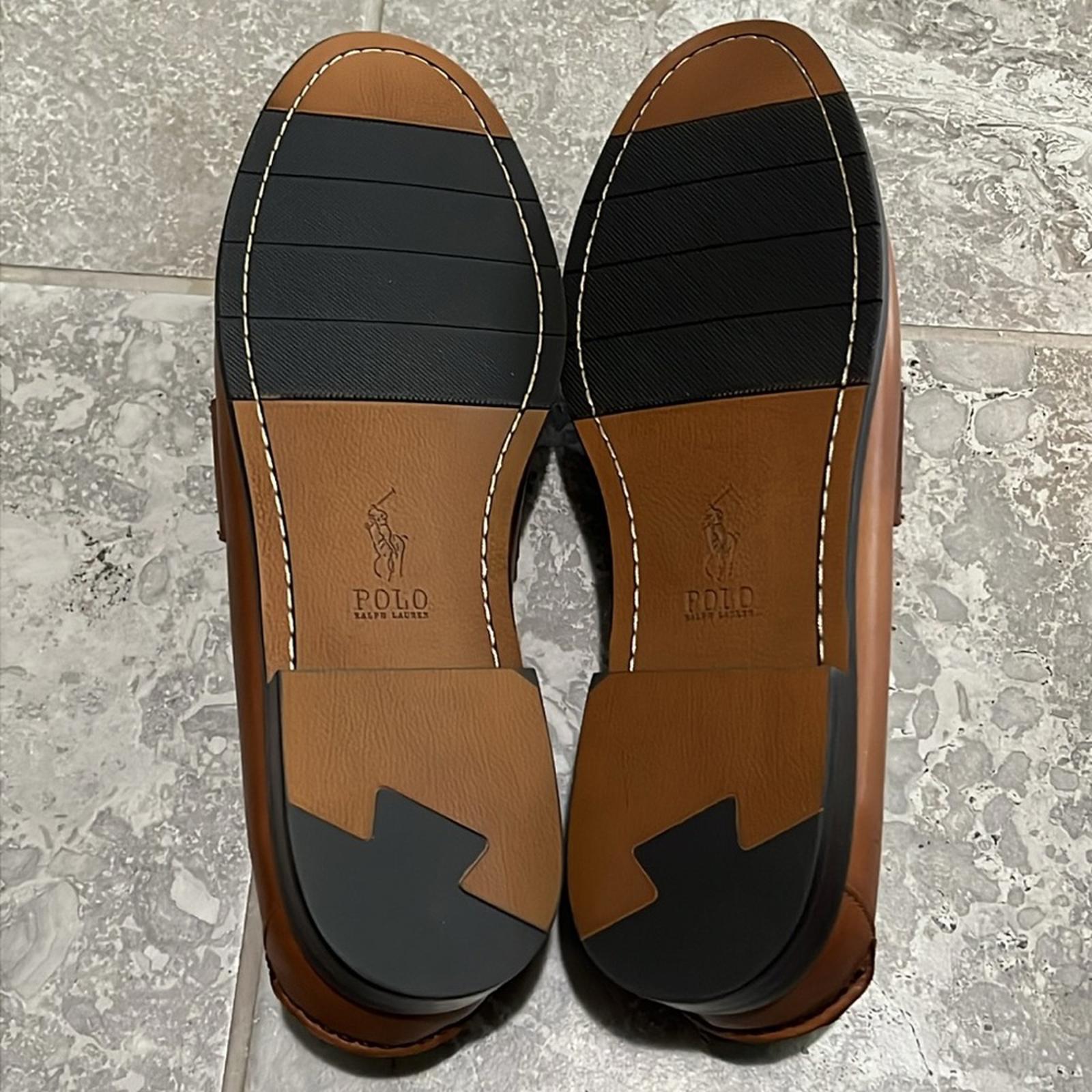 Polo Ralph Lauren Alston Leather Penny Loafers in Tan, NWT, Size 14