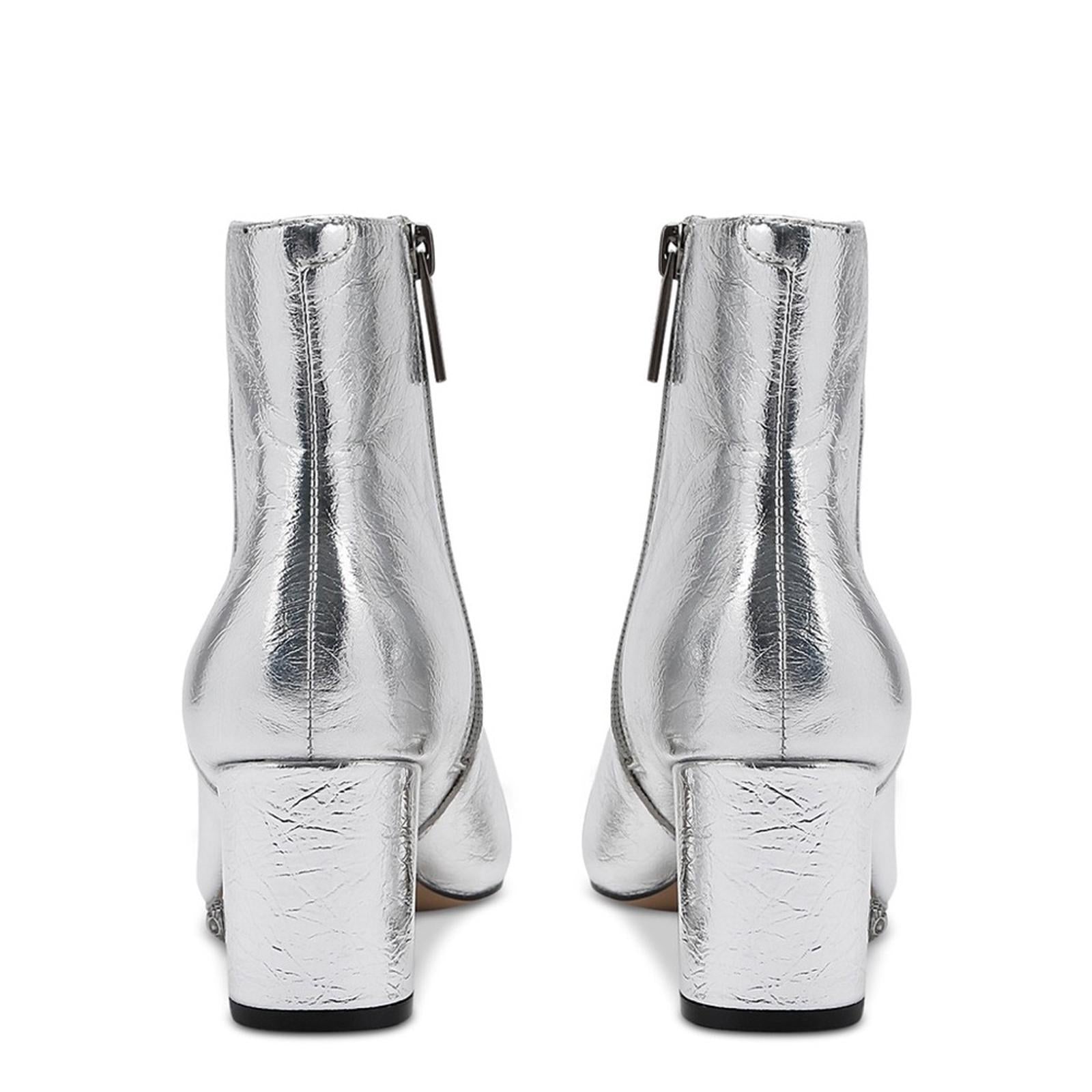 Kurt Geiger Burlington Block Heel Ankle Booties, Silver Size EU 37, New w/o Box